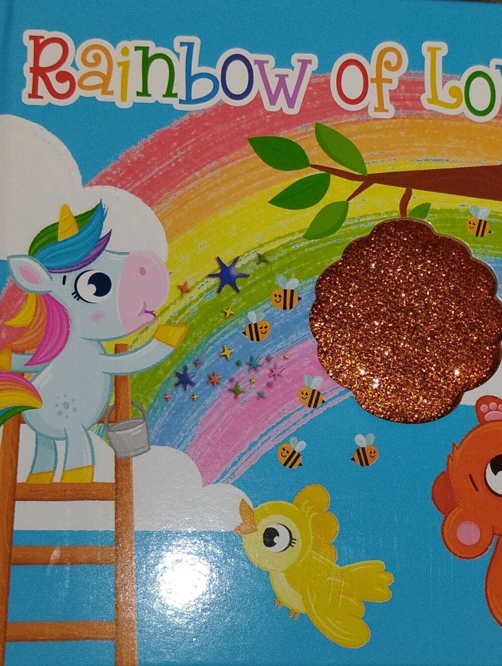 Kids Rainbow of Love Glitter Activity Book - Pink/Gold Unicorn Theme
